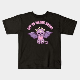 Off to Wreak Havoc Cat Demon Kids T-Shirt